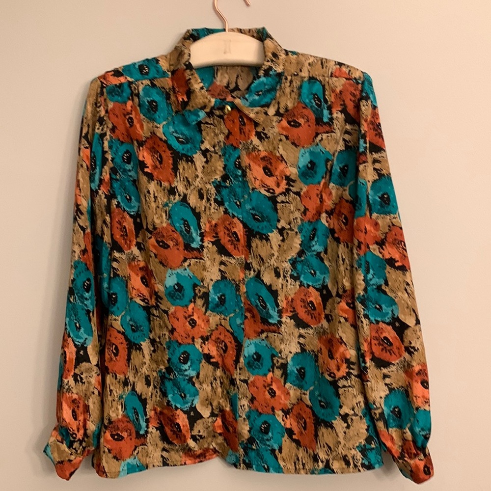 80’s Cristin Stevens Floral Button down shirt